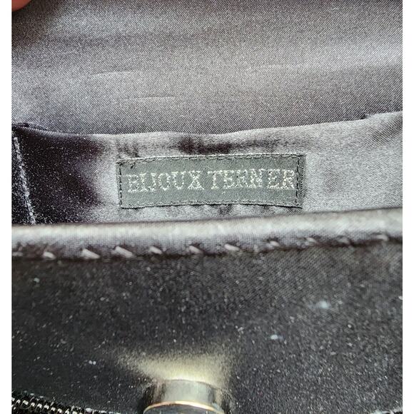 PURSE-HANDBAG-BIJOUX TERNER-Black-Beaded-Beaded Strap-Snap Closure-Clutch - Picture 9 of 15